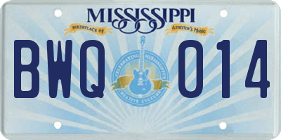 MS license plate BWQ014