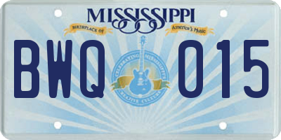 MS license plate BWQ015