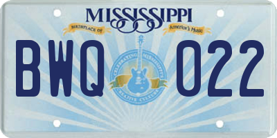 MS license plate BWQ022