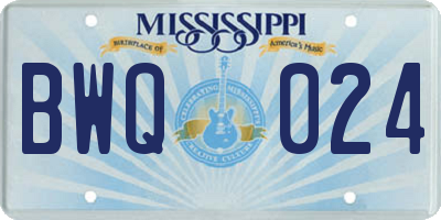MS license plate BWQ024