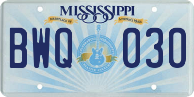 MS license plate BWQ030