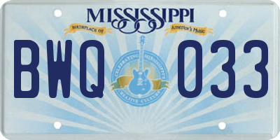 MS license plate BWQ033