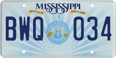 MS license plate BWQ034