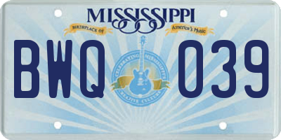 MS license plate BWQ039