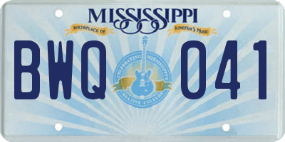 MS license plate BWQ041