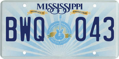 MS license plate BWQ043