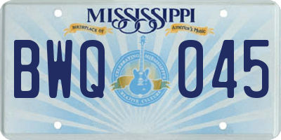MS license plate BWQ045