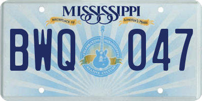 MS license plate BWQ047