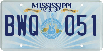 MS license plate BWQ051