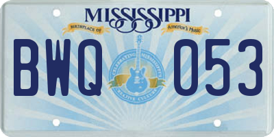 MS license plate BWQ053