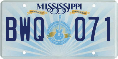 MS license plate BWQ071