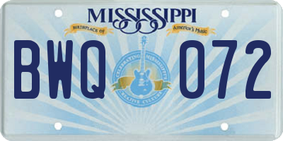 MS license plate BWQ072