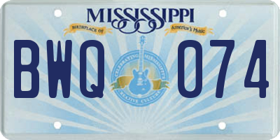 MS license plate BWQ074