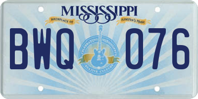 MS license plate BWQ076