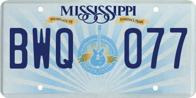 MS license plate BWQ077