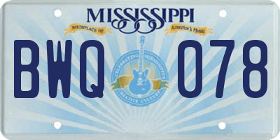 MS license plate BWQ078