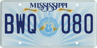 MS license plate BWQ080