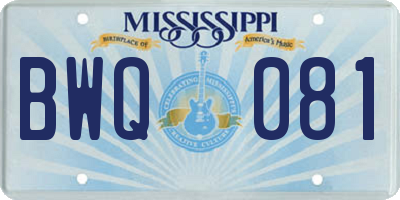 MS license plate BWQ081