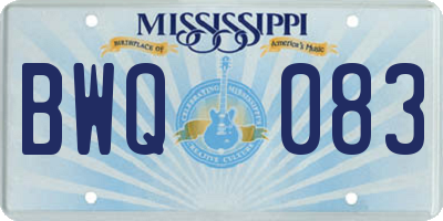 MS license plate BWQ083