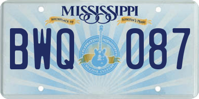 MS license plate BWQ087