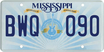 MS license plate BWQ090