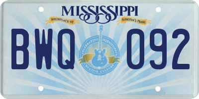 MS license plate BWQ092