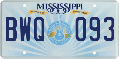 MS license plate BWQ093