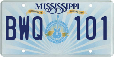 MS license plate BWQ101
