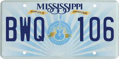 MS license plate BWQ106
