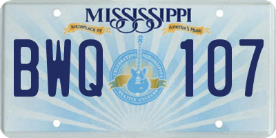 MS license plate BWQ107