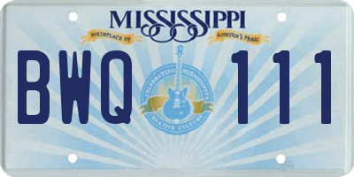 MS license plate BWQ111