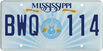 MS license plate BWQ114