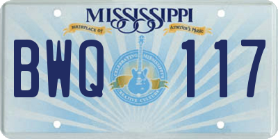 MS license plate BWQ117