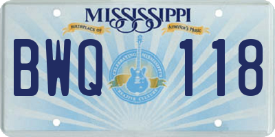 MS license plate BWQ118