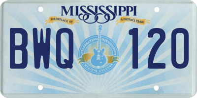 MS license plate BWQ120