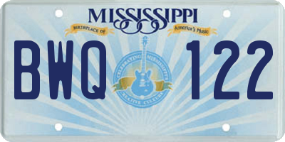 MS license plate BWQ122