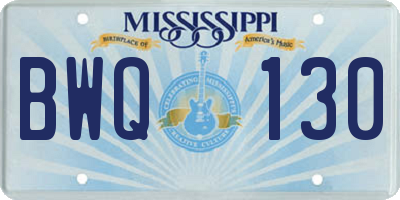 MS license plate BWQ130