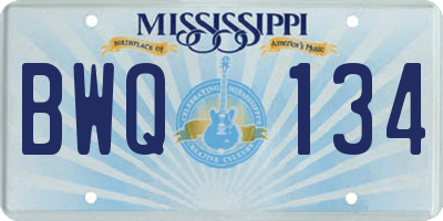 MS license plate BWQ134