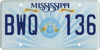 MS license plate BWQ136