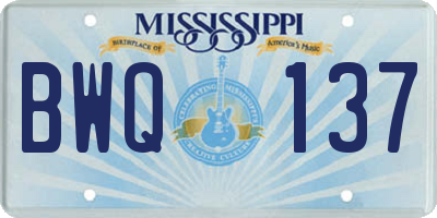 MS license plate BWQ137