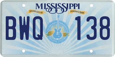 MS license plate BWQ138