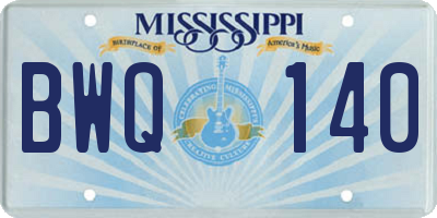 MS license plate BWQ140