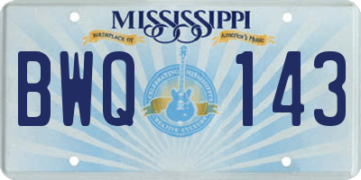 MS license plate BWQ143