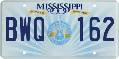 MS license plate BWQ162