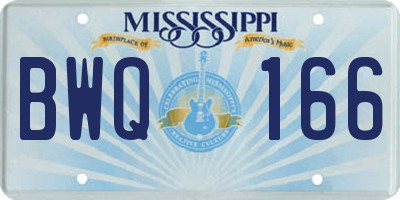 MS license plate BWQ166
