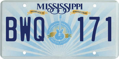 MS license plate BWQ171
