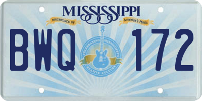 MS license plate BWQ172