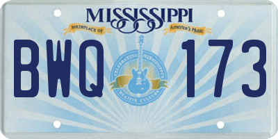MS license plate BWQ173