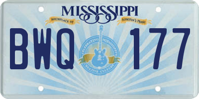 MS license plate BWQ177