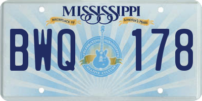 MS license plate BWQ178